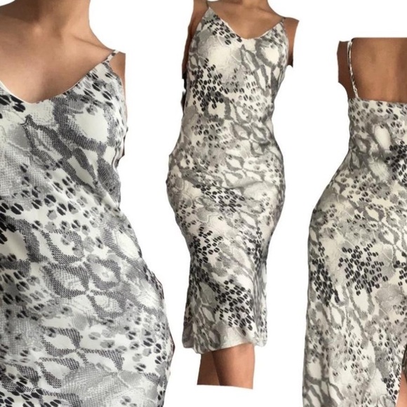 Express Snake Print Midi Slip Dress Lined Size Large - Picture 1 of 14
